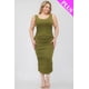 thumbnail image 2 of Saronite Vestido Midi Ajustado sin Mangas, Elástico, Fruncido y con Escote Cuadrado, Color Rama de Olivo (Talla Grande para Mujer), 2 of 5