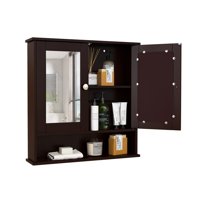 Mueble De Baño Montado En La Pared Costway Con 2 Puertas Con Espejo