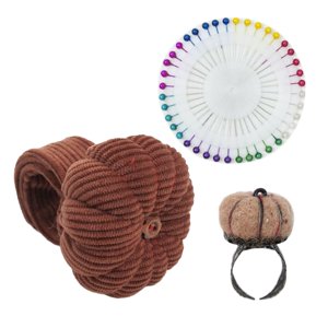 Magideal - De Alfiletero De Muñeca Con Accesorios De Alfiletero De Anillo Usable Herramienta De Artesanía De Bricolaje Cojín De Aguja De Coser En Forma De Ca Marrón
