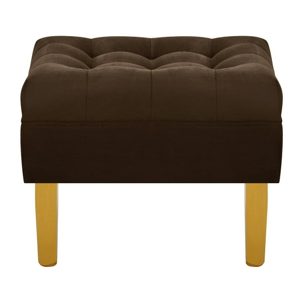Pouf Wood 1c Felpa 01 Chocolate