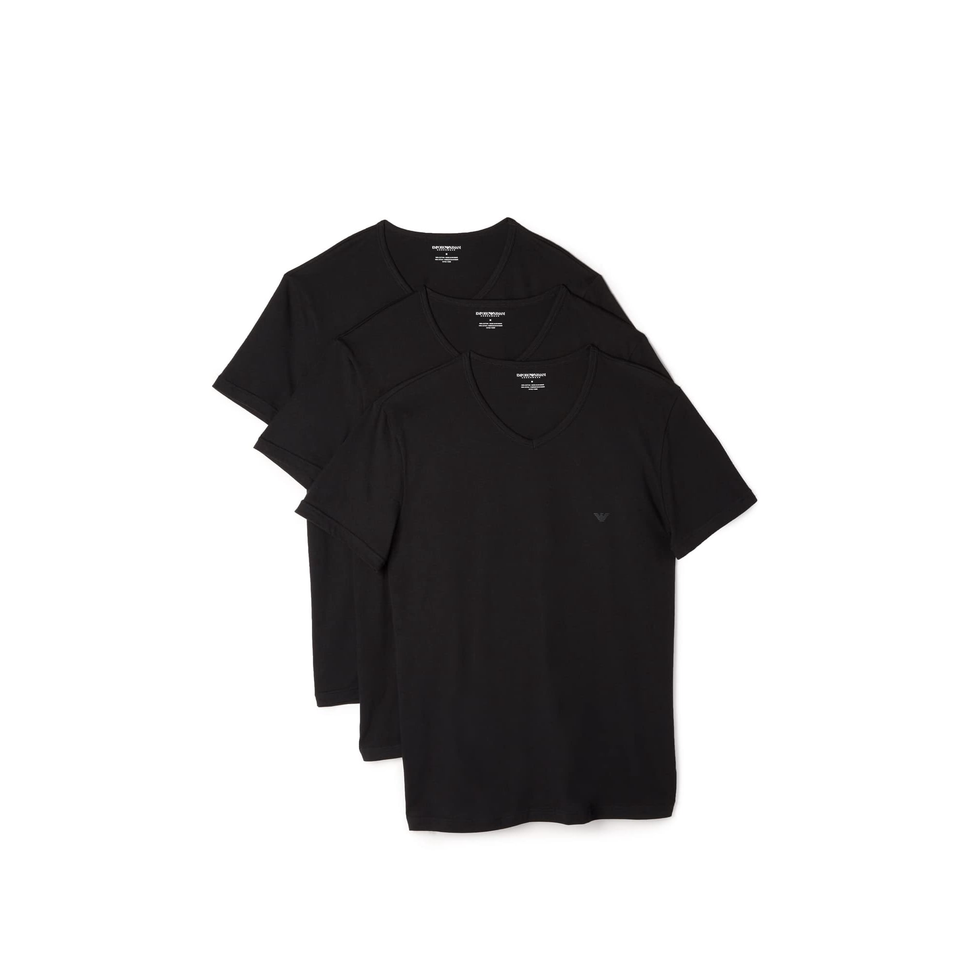Camisetas Emporio Armani De Algodón Con Cuello En V Para Hombre, Color Negro, Talla S