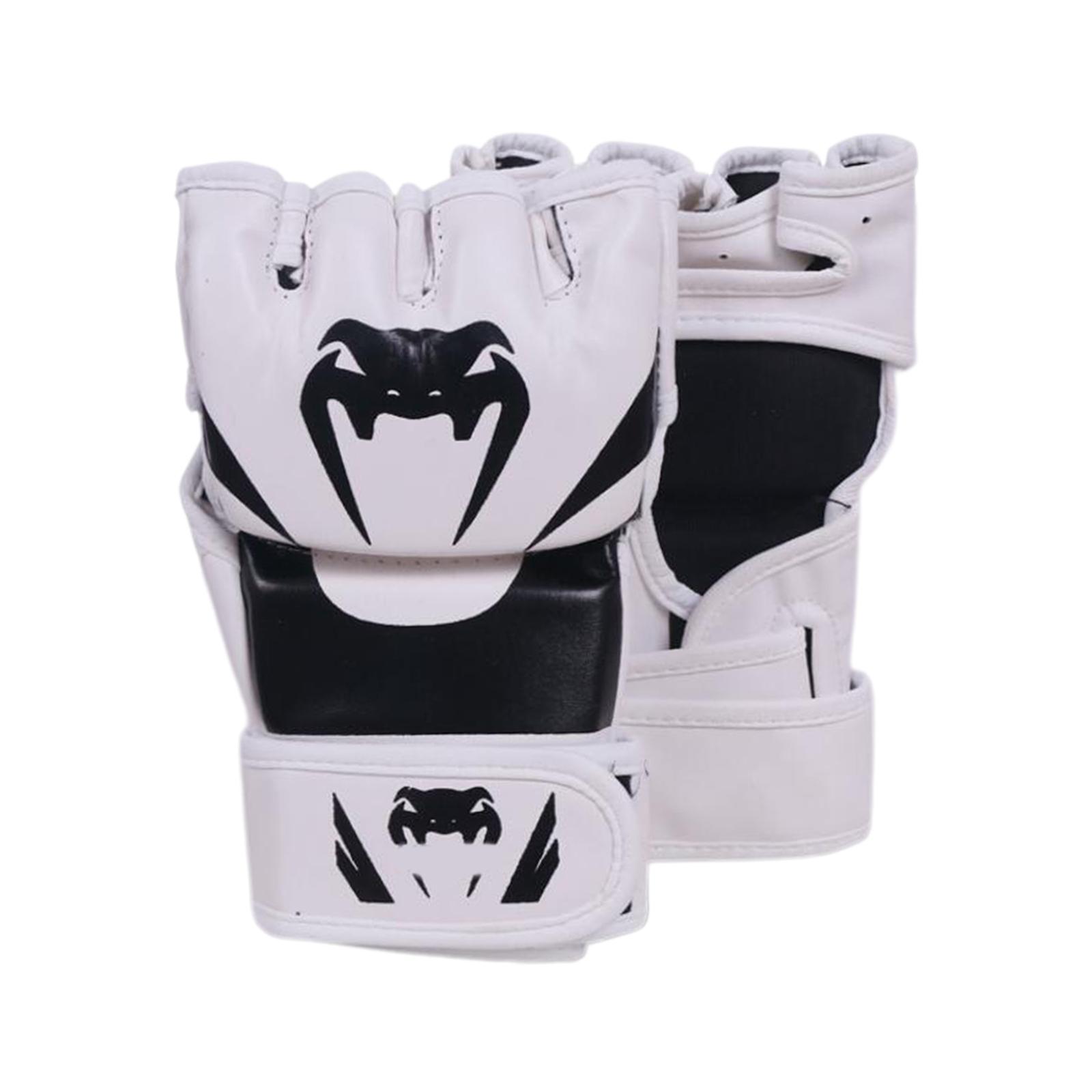 Magideal - Guantes De Mma Para Entrenamiento De Lucha, Cómodos Guantes De Boxeo Portátiles De Cuero Sintético, Guantes De Artes Marciales Para Hombres Y Mujeres, , Blanco