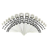 Magideal - Kit De 50 Medidores, Tapones Cónicos, Túneles 14G-00G Para Mujeres Y Hombres, Estiramiento De Oreja De 1,6 Mm A 10 Mm, Juego De Expansor De Medidores Gris