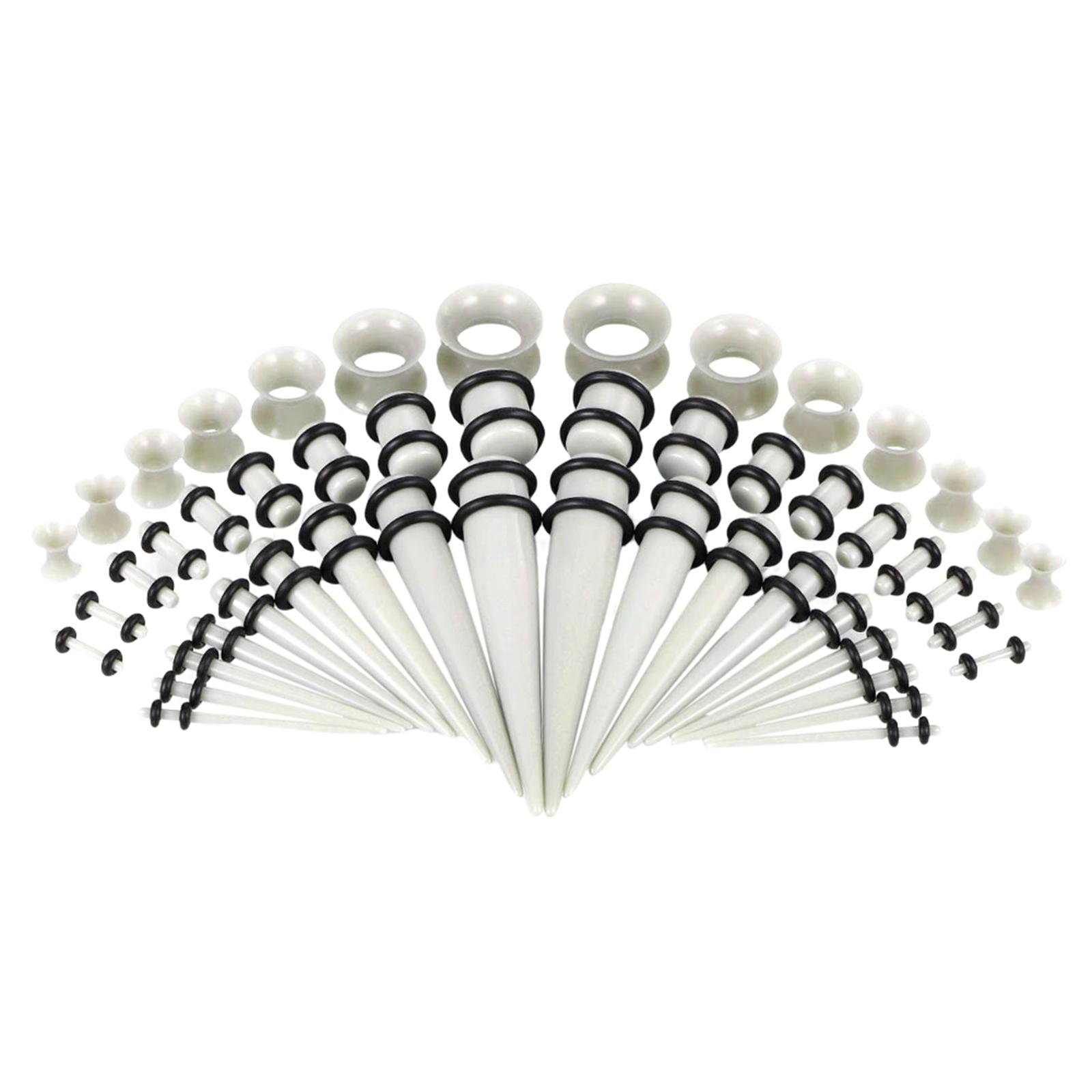 Magideal - Kit De 50 Medidores, Tapones Cónicos, Túneles 14G-00G Para Mujeres Y Hombres, Estiramiento De Oreja De 1,6 Mm A 10 Mm, Juego De Expansor De Medidores Gris