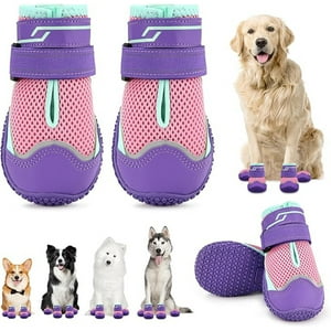 Veat00L - Zapatos Para Perros, 4 Juegos De Botas Para Perros Transpirables Y Antideslizantes, Con Correas Reflectantes Y Ajustables, Zapatos Para Perros Pequeños Y Medianos Y Grandes