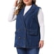 thumbnail image 4 of Chaleco de Mezclilla para Mujer de Talla Grande Agnes Orinda con Solapa con Muesca, Doble Botonadura, Sin Mangas, Casual, con Bolsillos 1X Azul Oscuro, 4 of 6