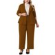 thumbnail image 4 of Traje de dos piezas para mujer de talla grande Agnes Orinda, conjunto de chaqueta blazer y pantalones para oficina de negocios, 4X marrón, 4 of 8
