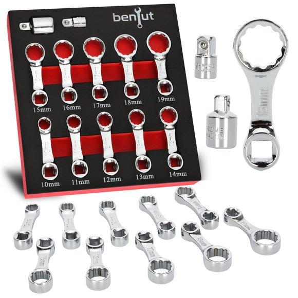 Juego de Adaptadores de Par Benut 10-19 mm, Cabezal 3/8" de 12 Puntos
