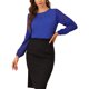 thumbnail image 1 of INSPIRE CHIC Blusa de Chifón para Mujer de Regreso a Clases Cuello con Abertura Manga de Patchwork Elegante Top de Trabajo M Azul Real, 1 of 7