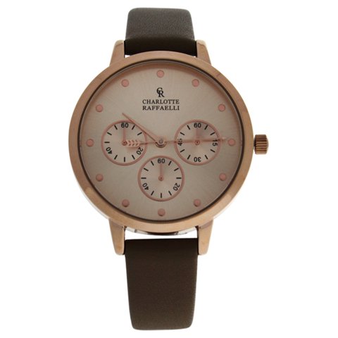 Charlotte Raffaelli - Crb La Basic - Reloj Con Correa De Cuero Marrón Dorado Rosa De Para - Reloj