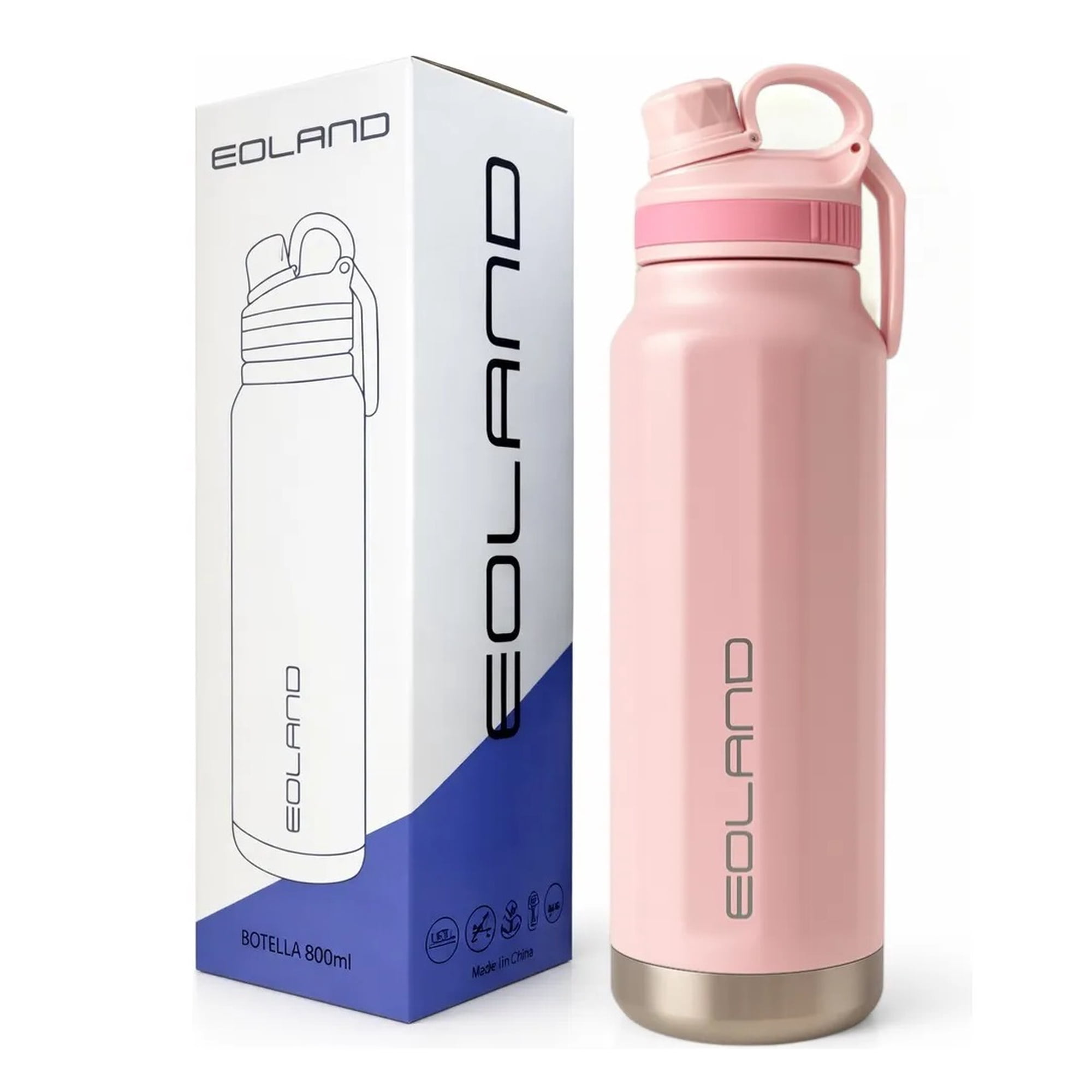 Eoland - Termo 800ml Acero Inoxidable Botella Agua Termica Liquido Rosa