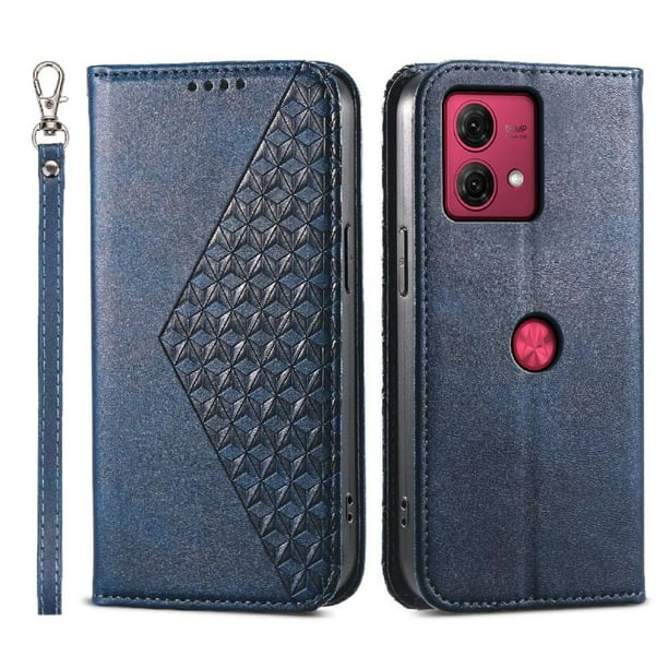 Funda Flip FOXDOCK para Motorola Moto G84 , Estilo Billetera con Diseño Rombo, Correa de Mano y Soporte, Uso Diario