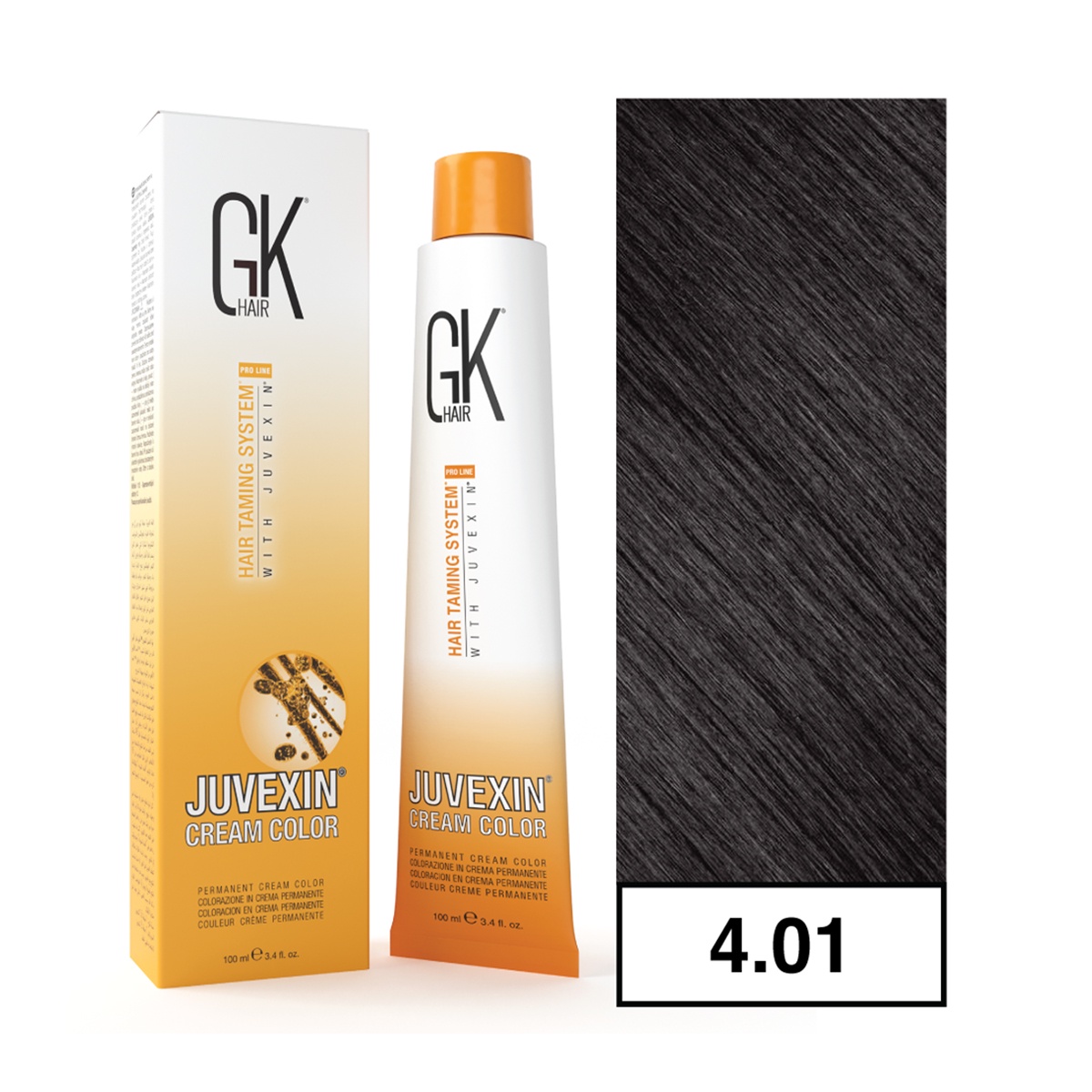 Gkhair - - Tintura Cream Color Permanente Vegana 100Ml + Oxidante - 4.01 Castaño Frío