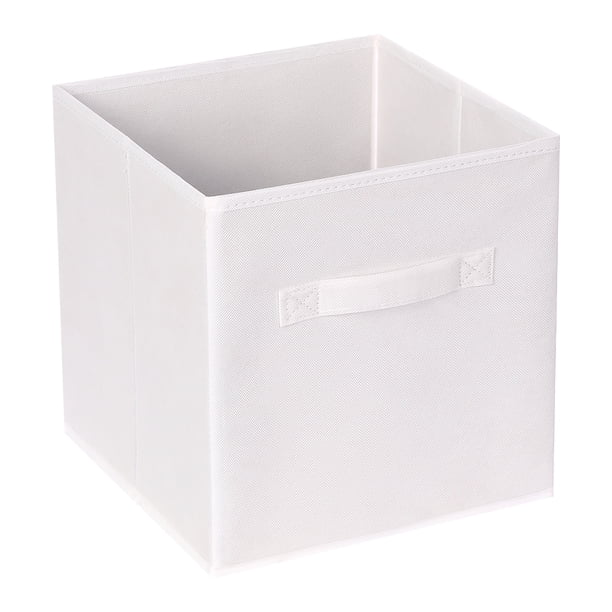 Cubo de almacenamiento de tela REGALWOVEN con asa, contenedor de almacenamiento para estantes de armario, cesta de almacenamiento plegable para organizar ropa y libros blanco 11*10.6*10.6in