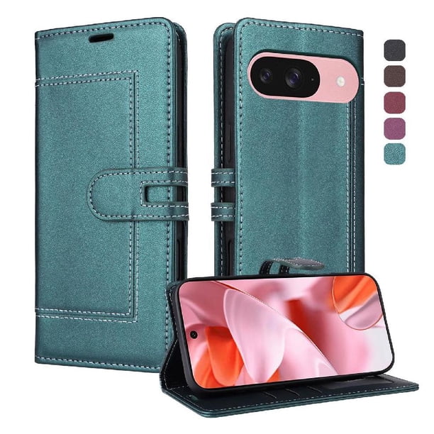 Premium Wallet Case for Google Pixel 9/9 Pro with Card Slots & Kickstand, Flip Cover Green