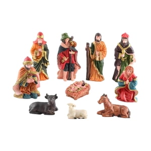 Bothyi - 10 Uds Figuras Navideñas Conjunto De Natividad Escultura De Resina Para Regalos De Estante De Fiesta
