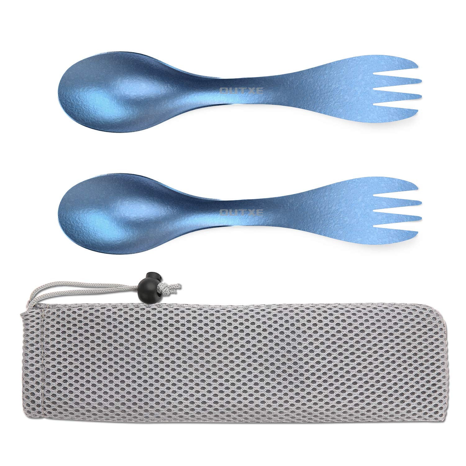 Utensilio De Camping Outxe Titanium Ultraligero Spork, Paquete De 2 Unidades