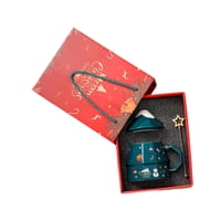 Magideal - Taza De Cerámica Navideña, Taza Navideña, Taza De Navidad Para La Mañana, Vajilla, Taza De Leche Con Tapa Y Asa, Divertida Taza De Café Navideña, Taza Verde