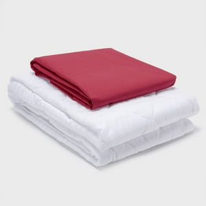 Arthome - Combo Sábana Roja + Cubrecolchón 1.5 Plazas