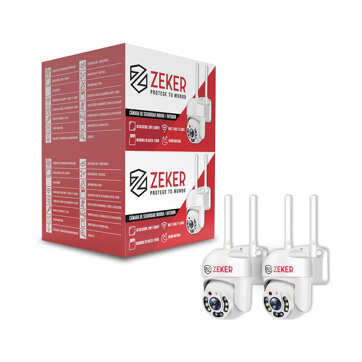 Pack X2 Cámara De Seguridad Wifi Impermeable Zeker 2mp 5g