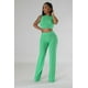 thumbnail image 2 of Saronite Conjunto de 2 Piezas de Top Corto sin Mangas con Cuello Redondo y Pantalón de Cintura Alta con Cinturilla Elástica, Verde (para Mujer), 2 of 4
