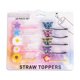 thumbnail image 1 of Straw Topper Core Kitchen con forma de flor o mariposa, silicona, 1 paquete de 6, 1 of 1