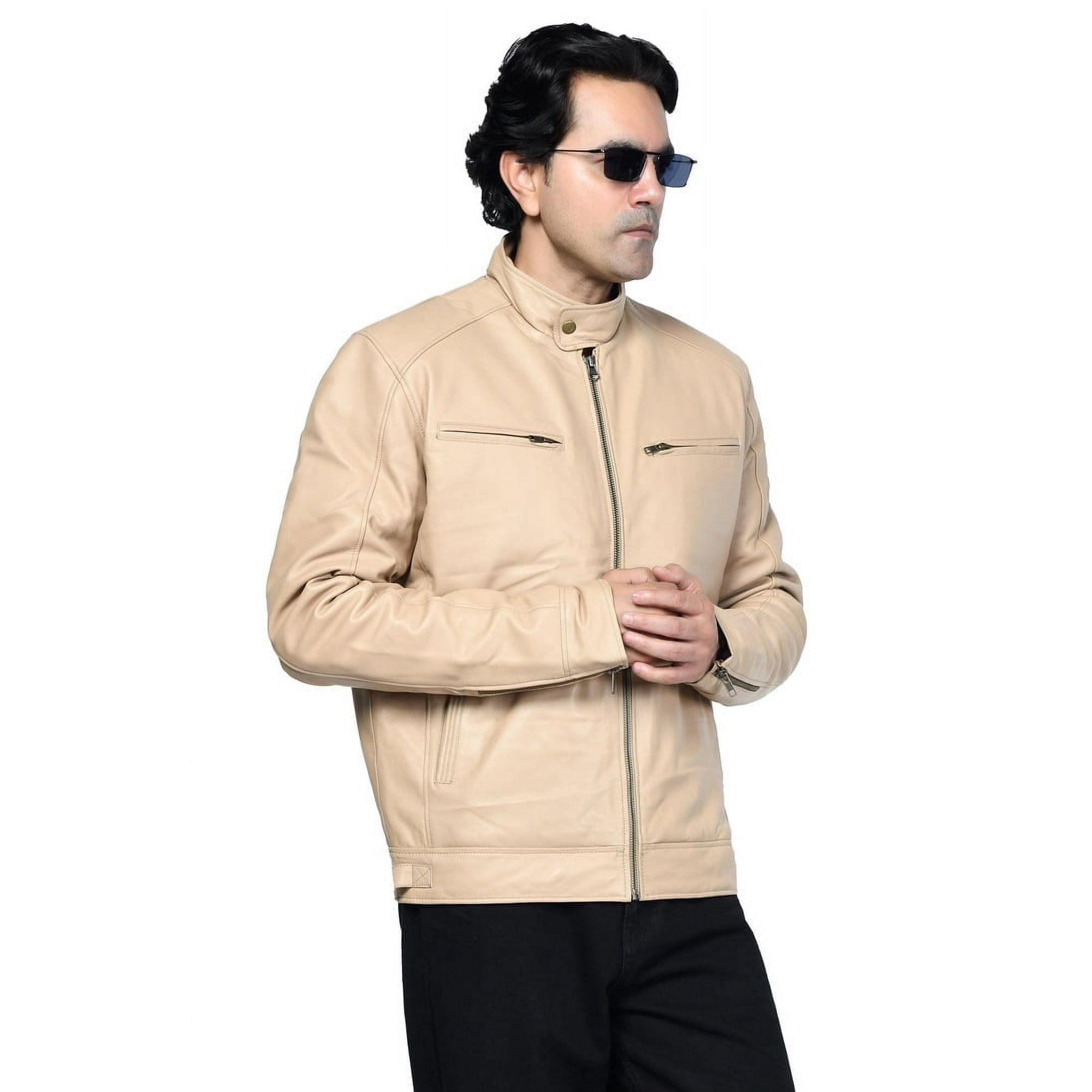 Chaqueta Cuero Tan Sharo Classic Leather Hombre