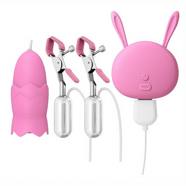 1 set, Rechargeable Vibrating Nipple Clamps with Remote Control - 10 Modes of Stimulation for Couples and Solo Play - Strong Sucking Massager for Enhanced Pleasure