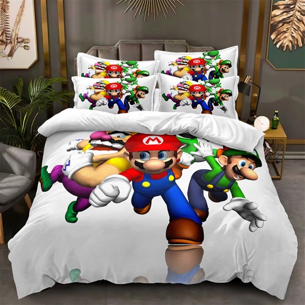 Game Characters Super Mario Bedding Set,Mario Bros Duvet Cover Friend Children Boys Girls Kids Hoilday Gift Bed Sheets