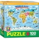 thumbnail image 1 of Rompecabezas EuroGraphics con mapa ilustrado del mundo, 100 unidades, 1 of 6