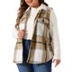 thumbnail image 4 of Abrigo de Talla Grande para Mujeres Agnes Orinda Chaleco de Cuadros con Bolsillo Inclinado Sin Mangas Chaqueta Abotonada Exterior 1X Blanco Marrón, 4 of 6