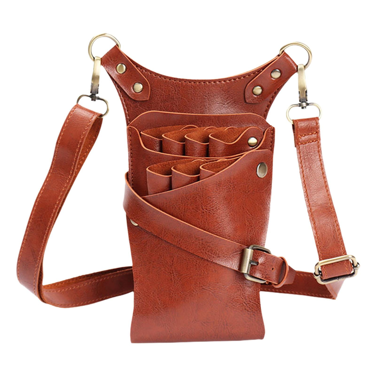 Ioensy - Vintage Scissor Pouch Holster Herramientas De Estilista Para Hombres Mujeres Salon Barber Brown