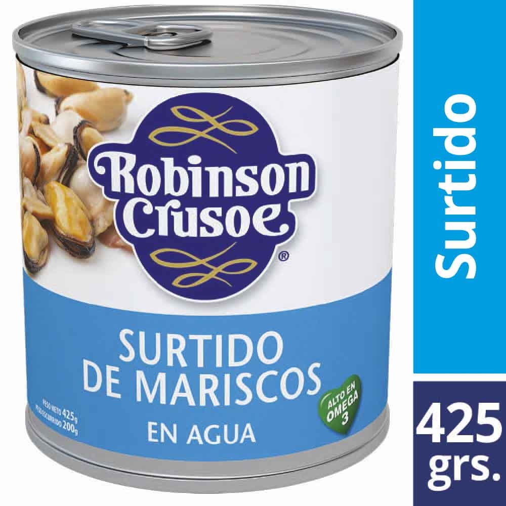 Mariscos Agua Lata Drenado 200 g - Neto 425 g Robinson Crusoe