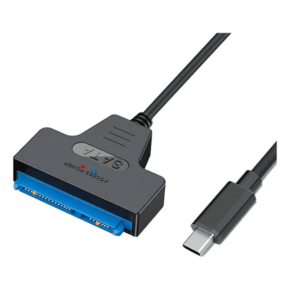 Cable adaptador Sata Ssd E Hd 2.5 de 22 pines para USB tipo C color negro Dtech