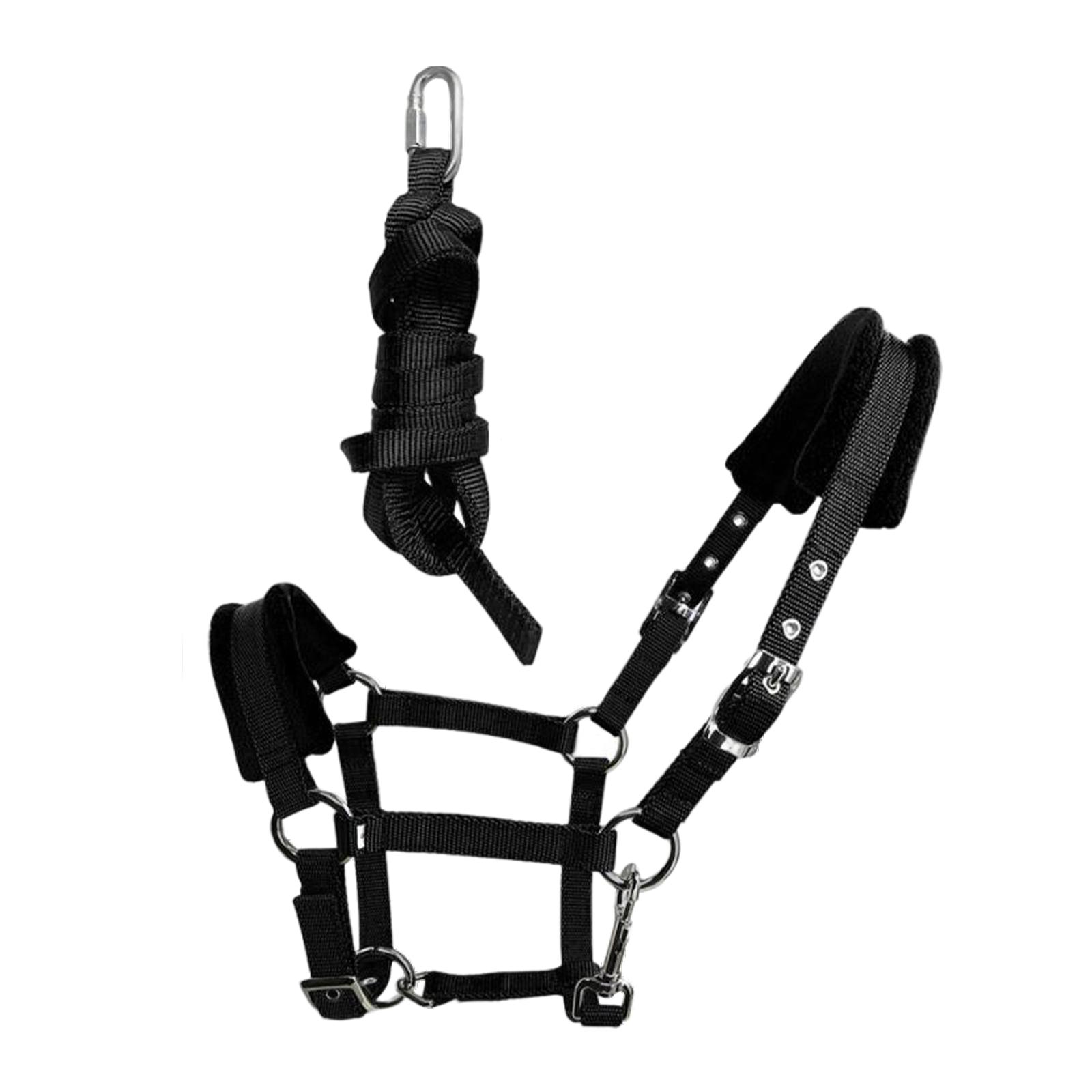 Magideal - Cabestro De Cabezada De Rienda De Caballo De Servicio Pesado, Accesorios Ecuestres Engrosados, Ajustable, Longitud De 3 M, Cojín De Esponja Suave, Cue , Talla L Negro Como Se Describe