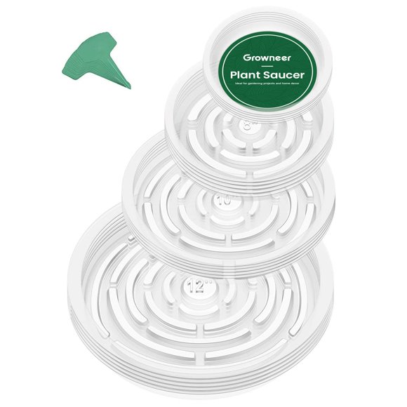 Bandejas para Plantas GROWNEER Transparentes Surtidas 15-30 cm Paquete de 24