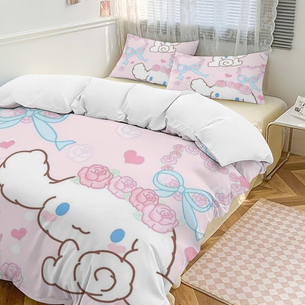 Cinnamoroll 3-Piece Twin Bed Set - Includes 1 Single Comforter And 2 Pillowcases Bedding - Fade Resistant Microfiber - Cinnamoroll