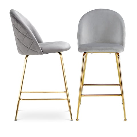 Pandalino - Pack 2 Taburetes Maya Velvet 66 Cm Gris | Estilo Elegante Y Cómodo