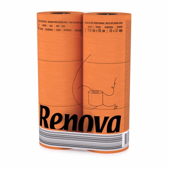 Papel Higiénico Renova Naranja 3 Capas 6 Rollos 140 Hojas