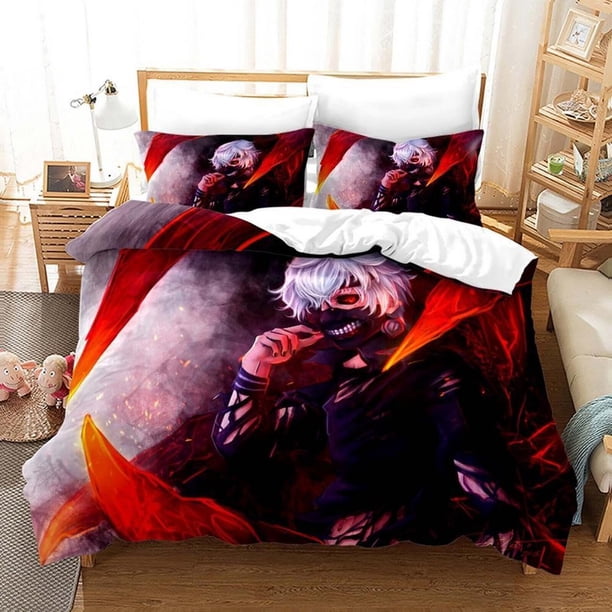 Tokyo Ghoul Anime Horror Quilt Duvet Cover Set Super Soft3-Piece Bedding Set