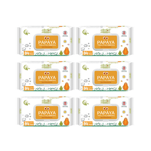 6 Paquetes Toallitas Húmedas Aiwibi 99.9% Agua Con Fibra De Papaya 504 Unidades