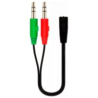 Genérico - Adaptador Audio Micrófono 2 Aux Macho A 1 Aux Hembra 3.5Mm
