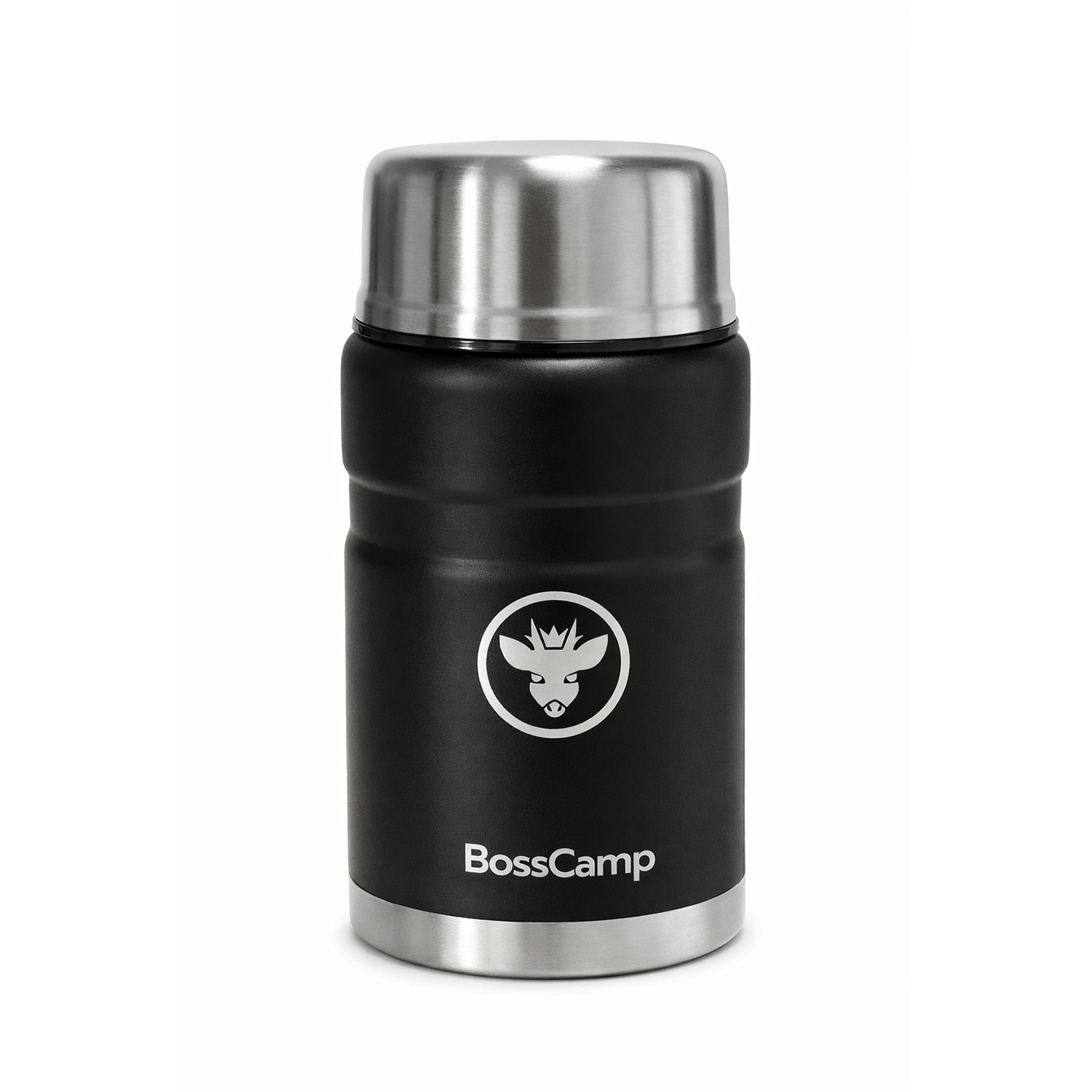 Termo Comida Bosscamp 750 Ml Negro Acero Inox Bolso Cuchara