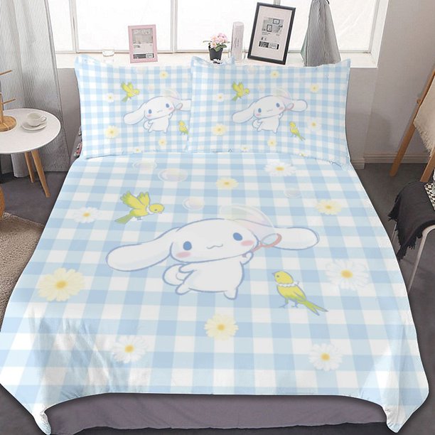 Cinnamoroll Duvet Cover Set 3-Piece Bedding Set Soft Warm And Comfortable Soft Bed Set for Bedroom All Season