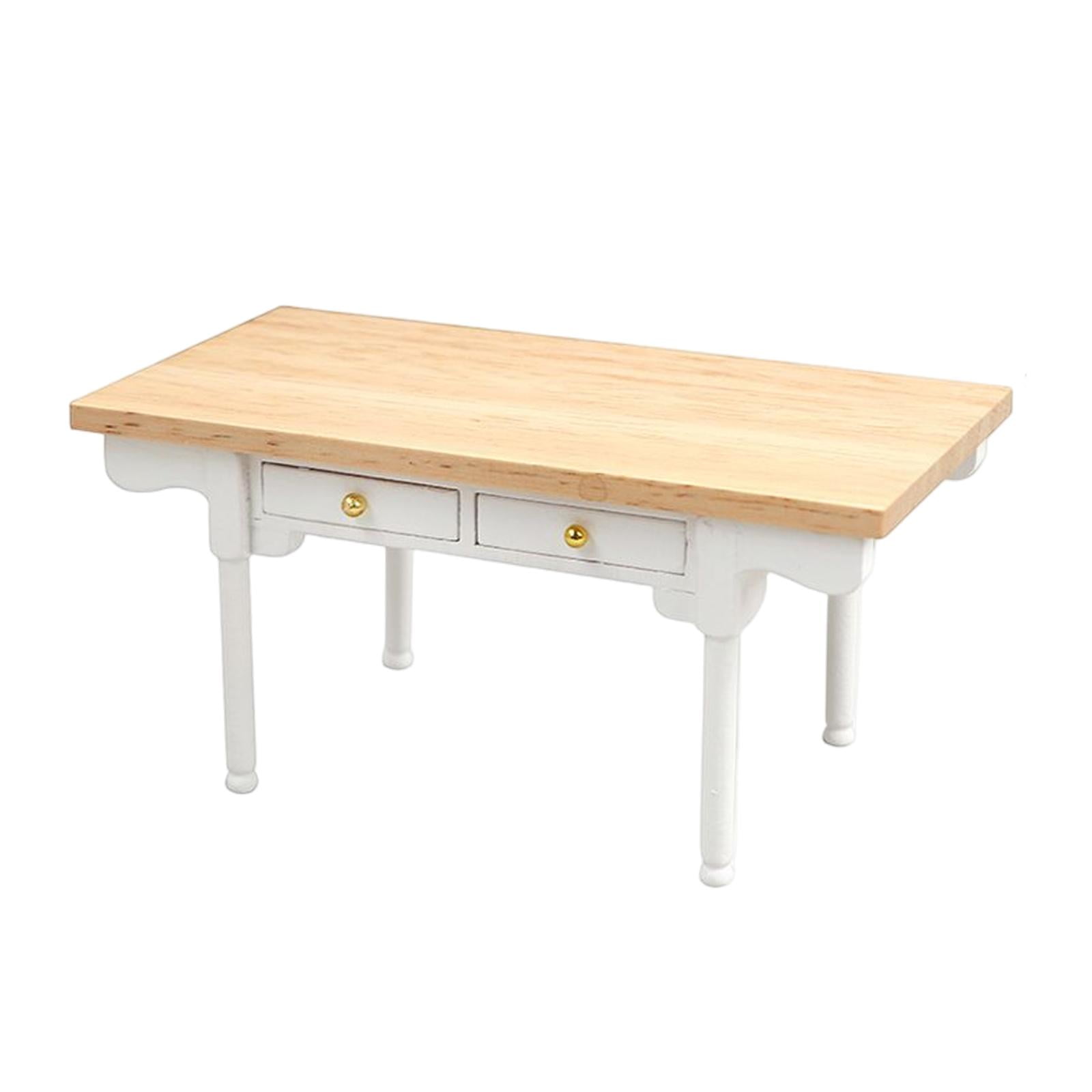 Magideal - Escritorio De Mesa En Miniatura De Madera Para 1/12, Escritorio En Miniatura En Miniatura Con Cajón De Apertura, Modelo De Muebles Par