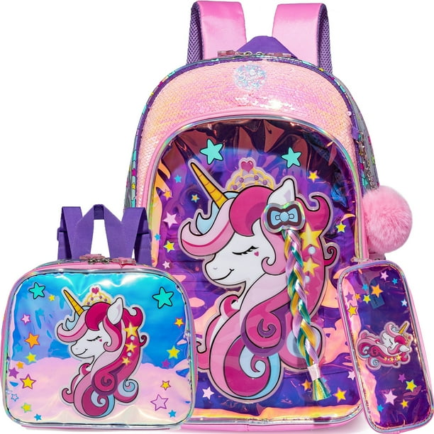Meetbelify Backpack for Girls Backpacks Kids School Bookbag for Elementary Students Full Size Travel Bag with lunch box