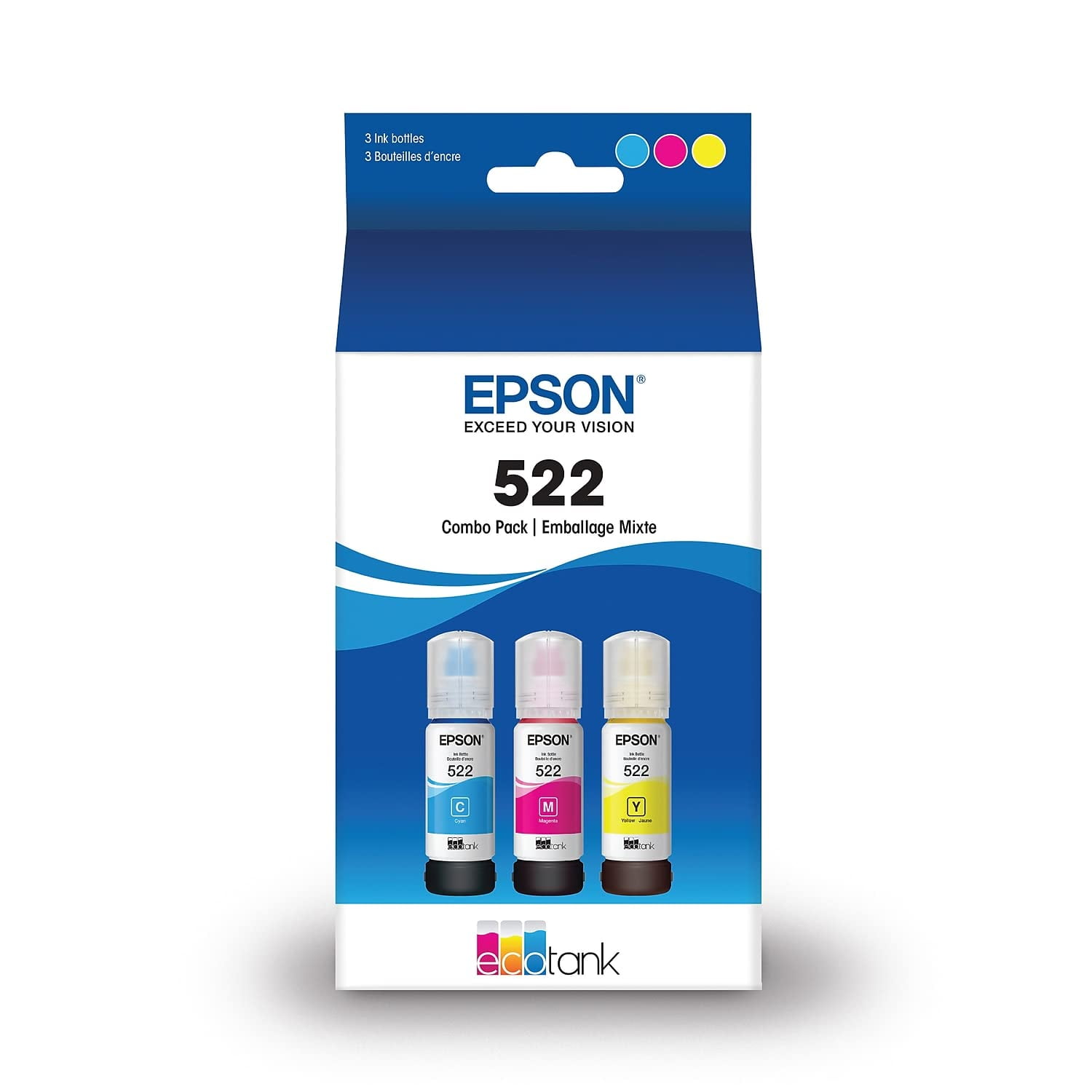 Paquete Combinado De Botellas De Tinta Epson 522 Ecotank Ultra-high Cap.