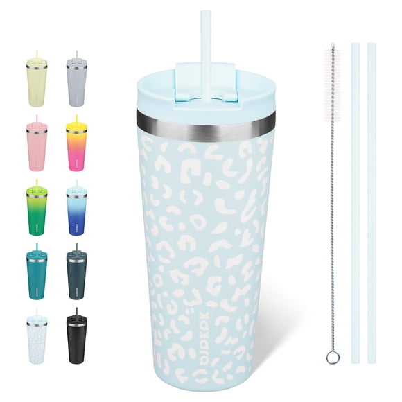 Vaso térmico BJPKPK de 650 mL de acero inoxidable con tapa y popote