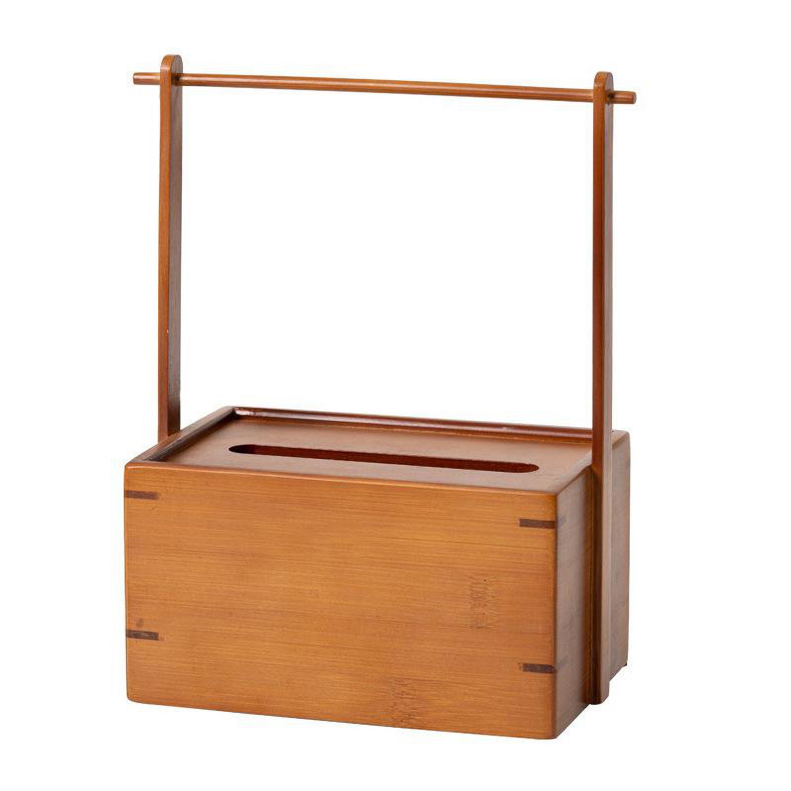 Magideal - Porta Pañuelos De Bambú Porta Pañuelos De Bambú Elegante Decoración Caja De Pañuelos Con Asa De Bambú Caja De Pañuelos Rectangular Para Oficina Baño