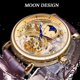 thumbnail image 5 of Reloj Mecánico para Hombre de Diseño Clásico de Moda con Esfera Dorada Real, Manecillas Azules y Correa Retro de Cuero Marrón, 5 of 8